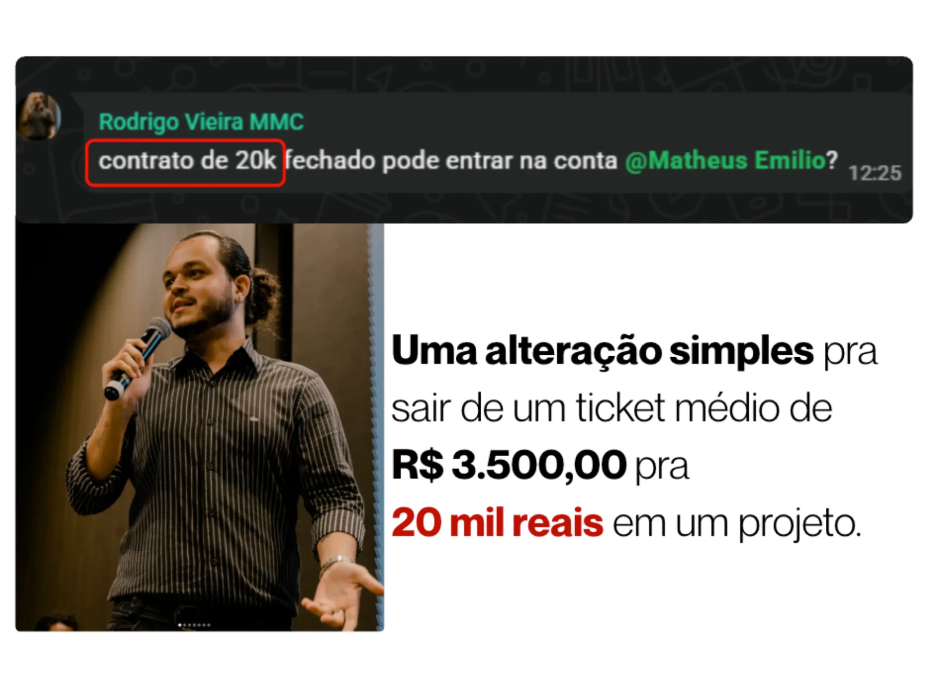 Case Rodrigo Vieira: contrato de 20 mil reais